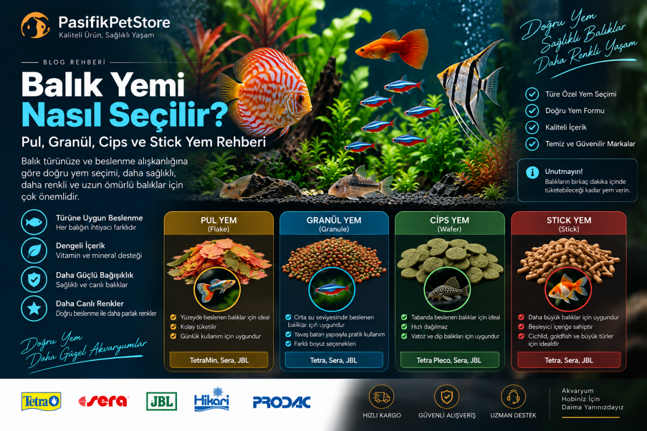 Balık Yemi Nasıl Seçilir? Pul, Granül, Cips ve Stick Yem Rehberi